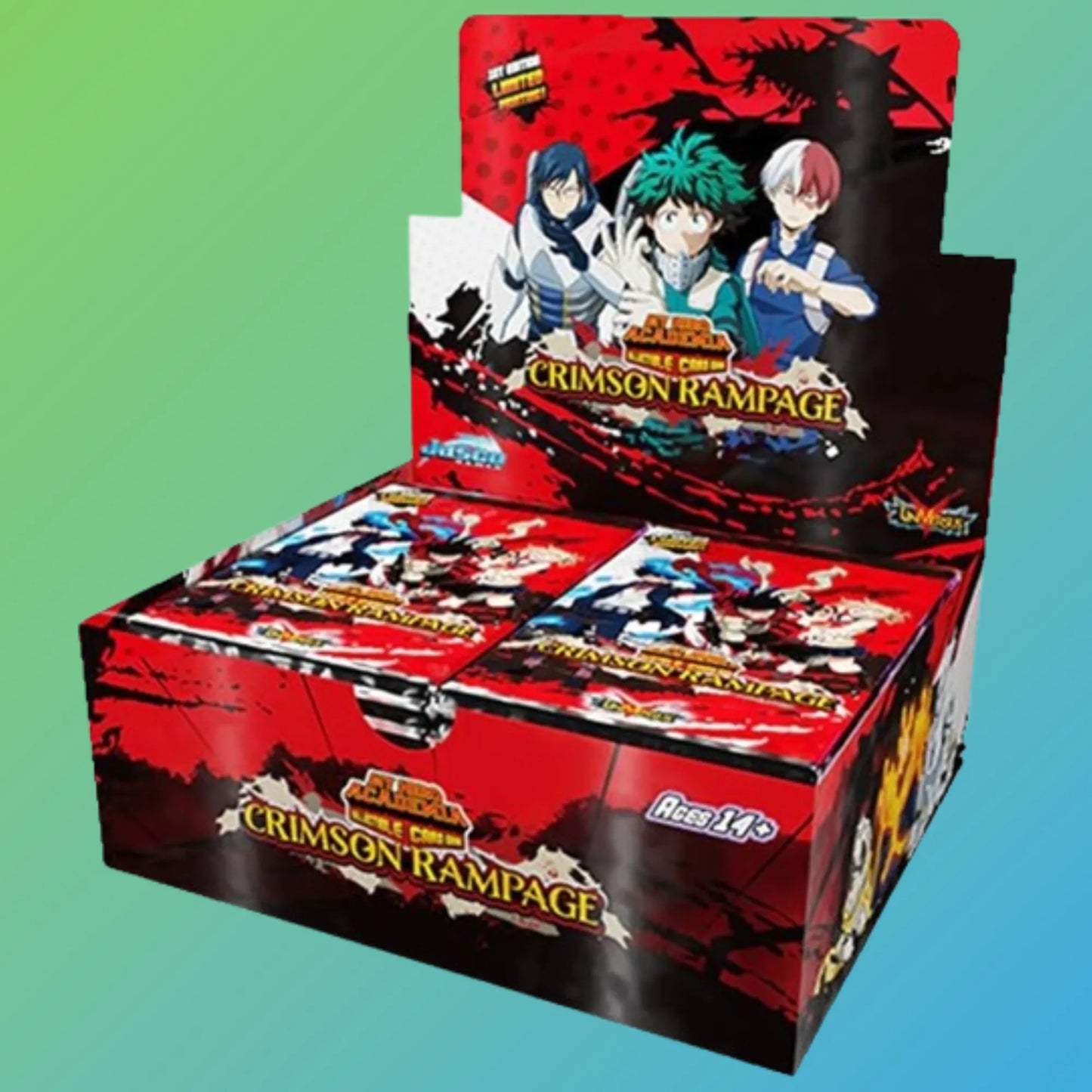 Jesco My Hero Academia Crimson Rampage Booster Display Englisch – 24 Booster Packs, englische Version, originale My Hero Academia Sammelkarten, Crimson Rampage Set, Trading Card Game, Booster Display, Neuheiten 2024, ideal für Sammler und Spieler, kaufen bei mojozone.shop