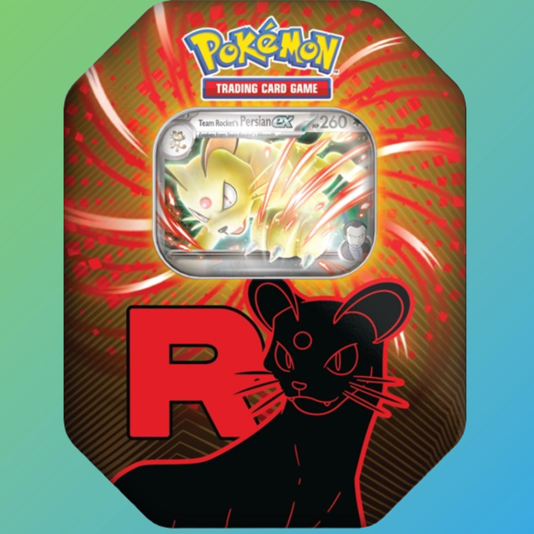 Entdecke das Pokémon Sammelkartenspiel: Team Rocket Tin Persian Englisch – perfekt für alle Fans der listigen Team Rocket Bande! Diese coole Tin-Box bringt nicht nur das elegante Persian ins Rampenlicht, sondern auch spannende Booster-Packs, die dein Kartenset ordentlich aufpeppen. Ideal, um mit einem Augenzwinkern deine Sammlung zu erweitern und bei der nächsten Runde alle Blicke auf dich zu ziehen!