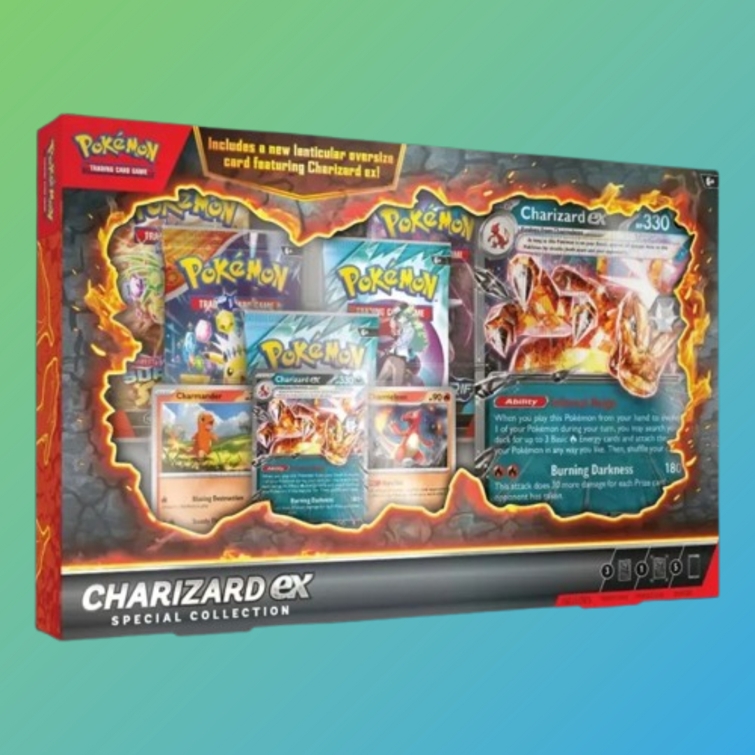 Pokémon Sammelkartenspiel Glurak EX Spezial Kollektion Deutsch – Original verpackte Spezialkollektion auf Deutsch, enthält exklusive Glurak EX Promo-Karten, mehrere Boosterpacks, eine übergroße Glurak-Karte