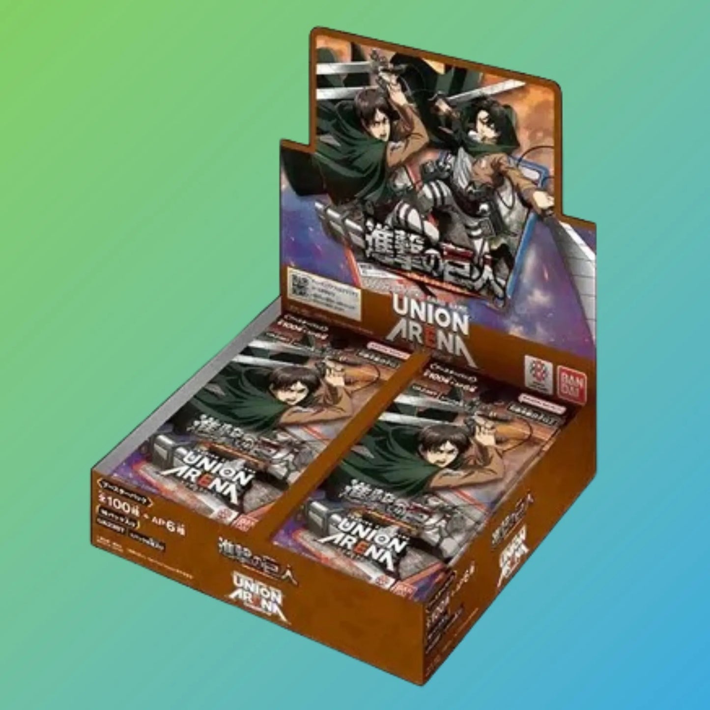 „Union Arena – Attack on Titan 1st Print Booster Display (Japanisch) – versiegelte Display-Box mit 16 japanischen Boosterpacks der ersten Auflage aus der Union Arena Attack on Titan Serie. Enthält exklusive Sammelkarten mit beliebten Charakteren und Motiven aus Attack on Titan. Ideal für Sammler und Spieler, die ihre Sammlung mit limitierten Erstauflagen und seltenen Karten erweitern möchten. Perfekt für Booster-Openings, Tausch oder als Geschenk für Anime- und TCG-Fans.“