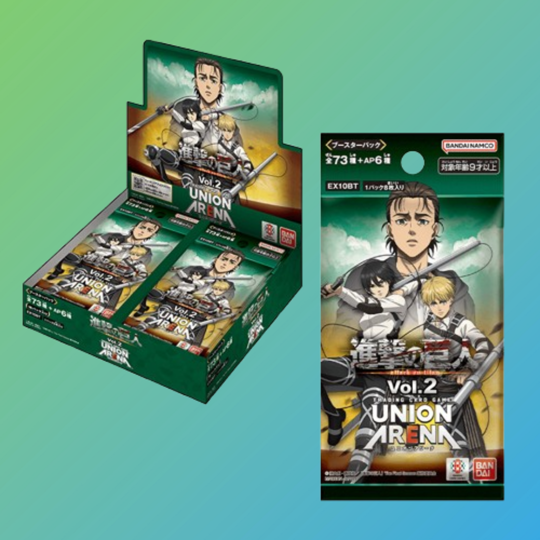 Attack on Titan Vol.2 EX10BT Booster Display – original japanisches Trading Card Game (TCG), versiegelte Box mit exklusiven Sammelkarten zur beliebten Attack on Titan Anime-Serie, Neuerscheinung 2025, limitiertes Booster-Set, hochwertige Karten für Sammler und Spieler, deutschsprachiger Online-Shop, schnelle Lieferung, ideal für Anime-, TCG- und Sammelkarten-Fans, perfekte Ergänzung für jede Trading Card Sammlung