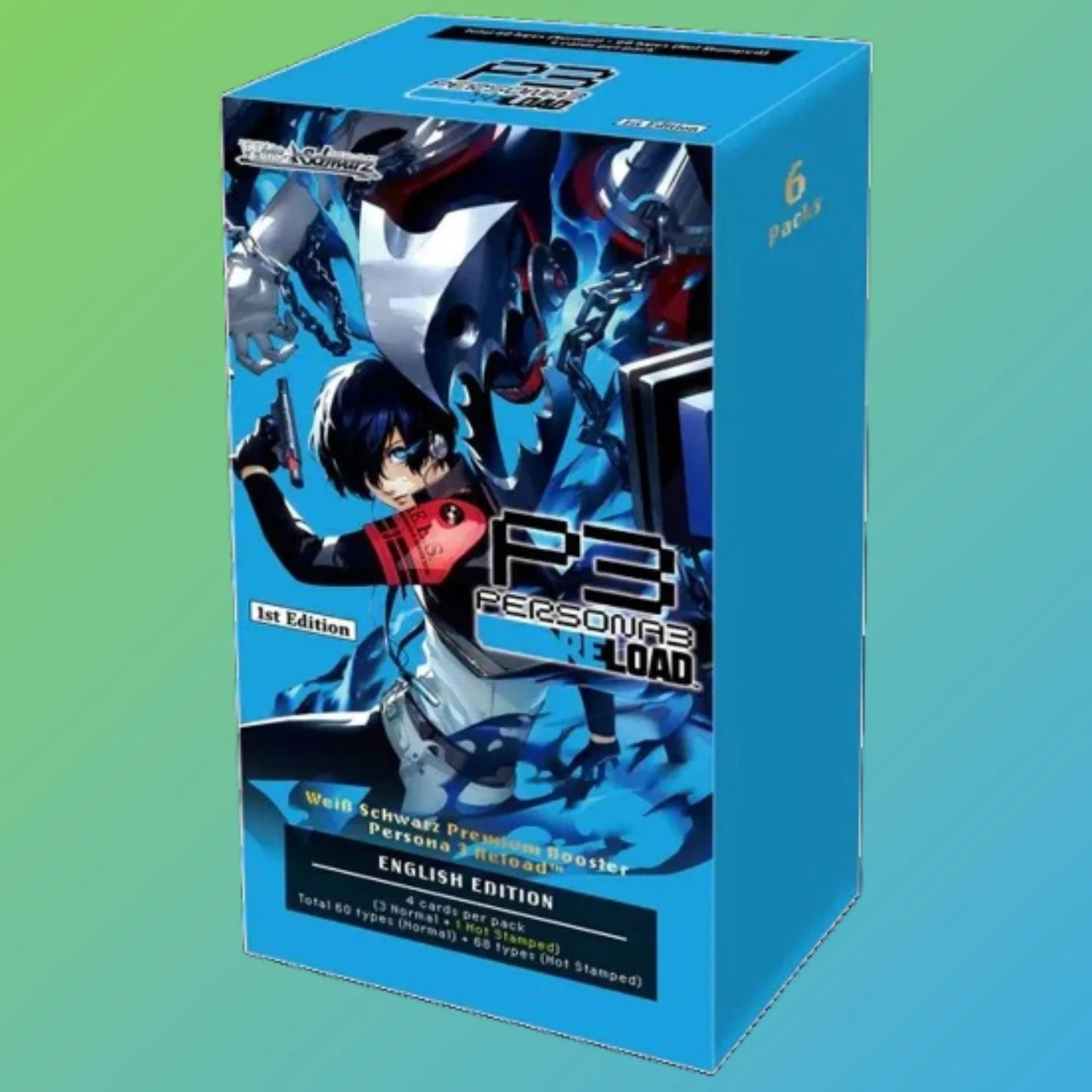 Weiß Schwarz – Persona 3 Reload™ Premium Booster Display (Englisch) – versiegelte Display-Box mit 6 englischsprachigen Premium-Boosterpacks aus der Persona 3 Reload™ Edition. Enthält exklusive Sammelkarten mit beliebten Charakteren, Szenen und Motiven aus dem Videospiel Persona 3 Reload. Ideal für Sammler und Spieler, die ihre Weiß Schwarz Sammlung erweitern oder auf der Suche nach limitierten und besonderen Karten sind. Perfekt für Booster-Openings, Tausch oder als Geschenk für Anime- und TCG-Fans.
