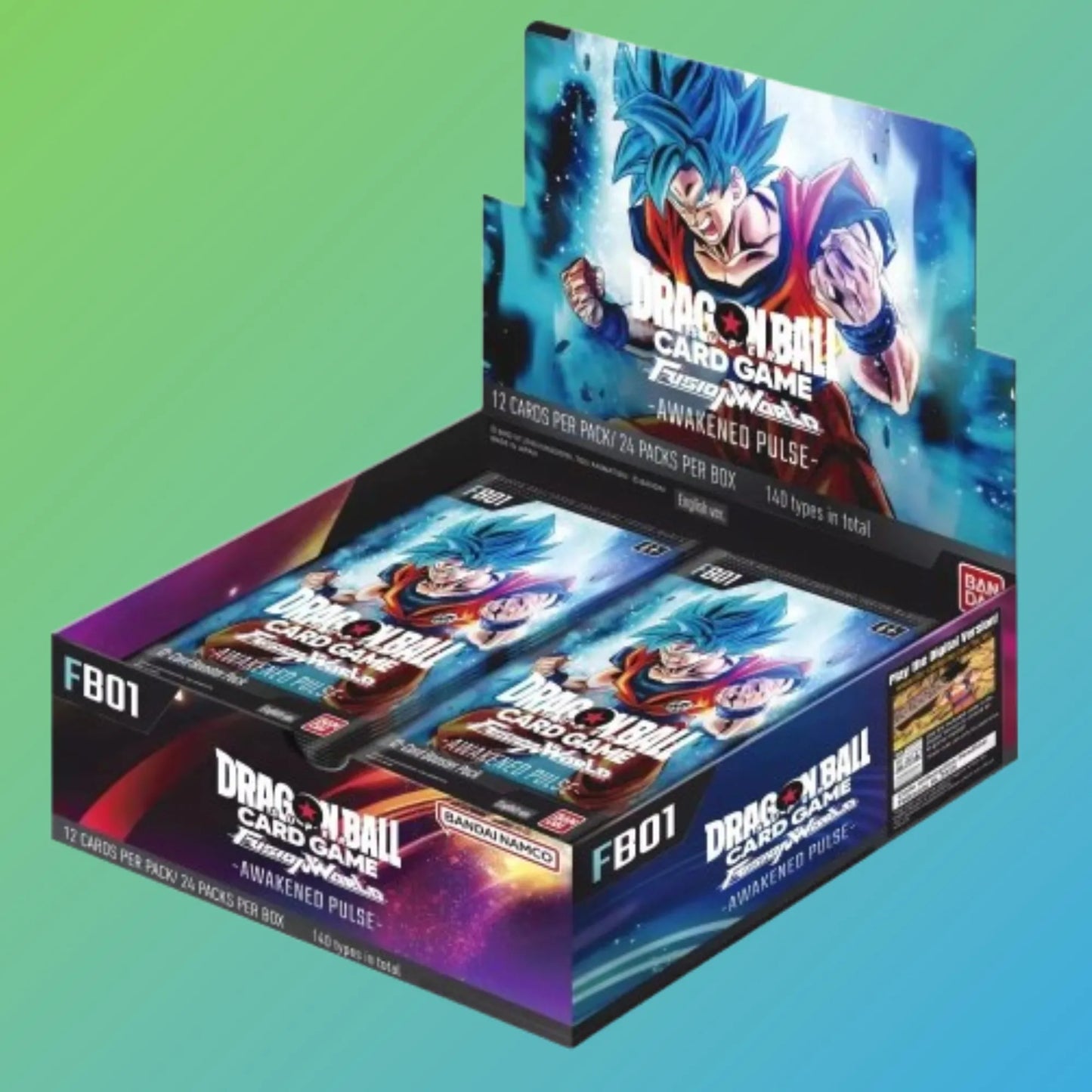 Dragon Ball Super Card Game Fusion World Awakening Pulse FB01 Booster Display Englisch – 24 Booster Packs, englische Version, originale Dragon Ball Sammelkarten, Fusion World Awakening Pulse Set, Trading Card Game, Booster Display, Bandai Namco, Neuheiten 2024, ideal für Sammler und Spieler, kaufen bei mojozone.shop