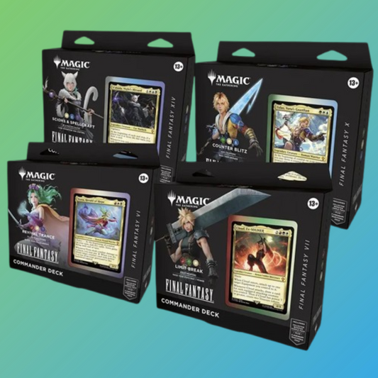 Magic: The Gathering FINAL FANTASY Commander-Decks DE – Commander Deck Set auf Deutsch, Trading Card Game, spielbereite Decks, ideal für MTG und Final Fantasy Fans, Sammler und Einsteiger
Damit sind alle wichtigen Keywords und Zielgruppen enthalten: Magic: The Gathering, FINAL FANTASY, Commander-Decks, Deutsch, Trading Card Game, spielbereit, Sammler, Einsteiger.