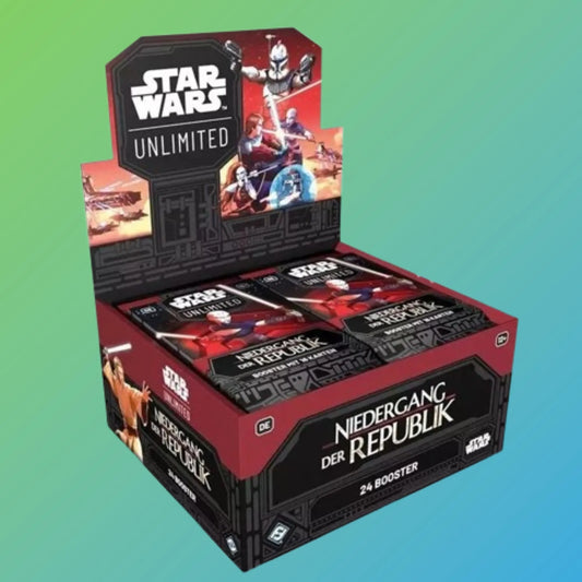 Star Wars Unlimited Niedergang der Republik Booster Display Deutsch – 24 Booster Packs, deutsche Version, originale Star Wars Sammelkarten, Niedergang der Republik Set, Trading Card Game, Booster Display, Neuheiten 2024, ideal für Sammler und Spieler, kaufen bei mojozone.shop