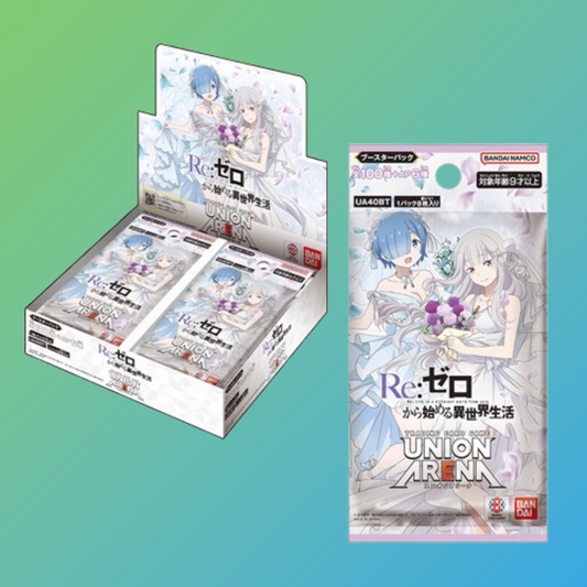 Re-Zero UA40BT Booster Display – original japanisches Trading Card Game (TCG), versiegelte Box mit exklusiven Sammelkarten zur beliebten Re:Zero Anime-Serie, Neuerscheinung 2025, limitiertes Booster-Set, hochwertige Karten für Sammler und Spieler, deutschsprachiger Online-Shop, schnelle Lieferung, ideal für Anime-, TCG- und Sammelkarten-Fans, perfekte Ergänzung für jede Trading Card Sammlung