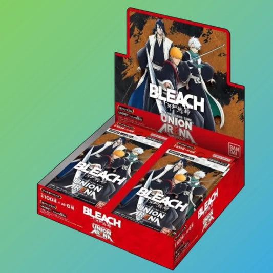 Union Arena – Bleach Booster Display (Japanisch) – versiegelte Display-Box mit 16 originalen Boosterpacks aus der Bleach-Edition. Enthält exklusive Sammelkarten mit beliebten Charakteren wie Ichigo Kurosaki, Rukia Kuchiki, Renji Abarai und weiteren Figuren sowie Szenen aus dem Kult-Anime Bleach. Offizielles Produkt von Bandai, garantiert original und neu. Ideal für Anime-Sammler, TCG-Spieler und alle, die auf der Suche nach limitierten und exklusiven Bleach-Karten sind. Perfekt für Booster-Openings, Tausch 