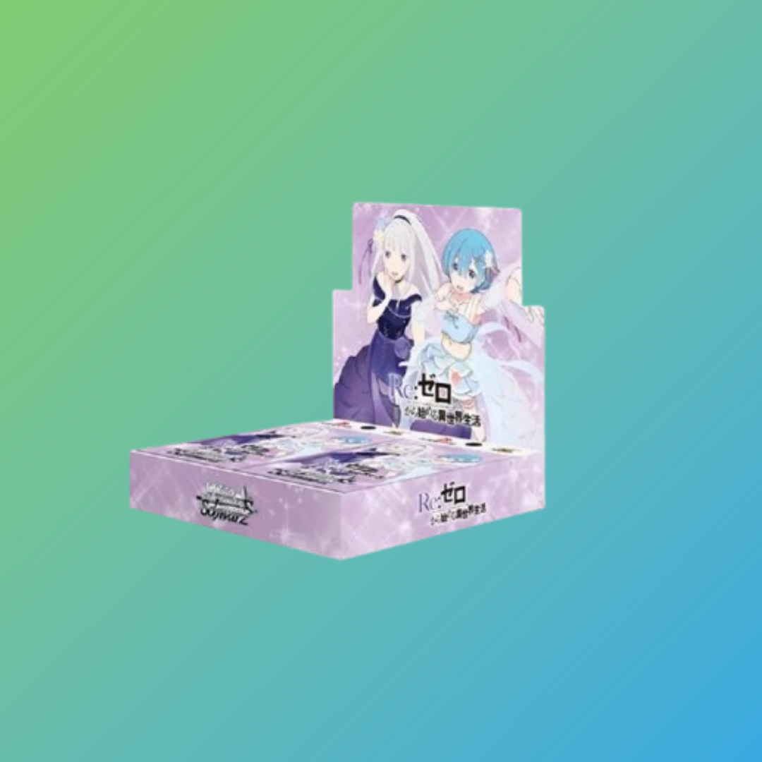 Weiß Schwarz – Re:Zero Booster Display (Japanisch) – original japanisches Trading Card Game (TCG), versiegelte Box mit exklusiven Re:Zero Sammelkarten, Neuerscheinung 2025, limitiertes Booster-Set, hochwertige Anime-Karten für Sammler und Spieler, deutschsprachiger Online-Shop, schnelle Lieferung, ideal für Anime-, TCG- und Re:Zero-Fans, perfekte Ergänzung für jede Trading Card Sammlung
